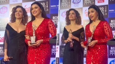 Ankita Lokhande and Mannara Chopra Dazzle in Shimmery Outfits at Awards Show; Check Out Their Stunning Avatars (Watch Video)